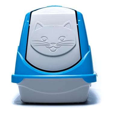 Imagem de Banheiro Gato Fechado Anti Odor Caixa Areia Sanitário C/Filtro Portinha Higiênico Cat Toilet (Azul)