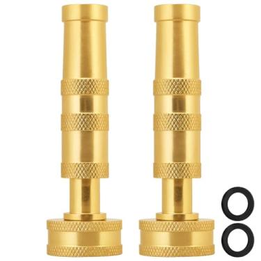 Imagem de SIGURANTA Bocal de mangueira de jardim de latão - rosca de 3/4 GHT ajustável de alta pressão (jato/névoa) para regar plantas, lavar carros