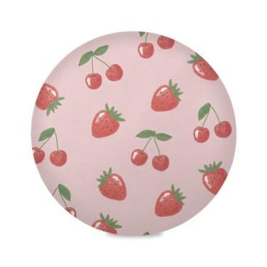 Imagem de Wassud Jogo americano com bagas pastel tapetes de mesa redondas para cozinha e jantar tapetes laváveis resistentes ao calor decoração de mesa 39 cm