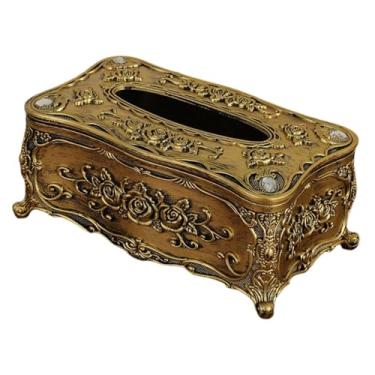 Imagem de WeiLaiKeQi Porta-lenços retangular com capa, organizador de papel toalha, ideal para decoração e presentes. Caixa multiuso para banheiros e lavabos, Bronze