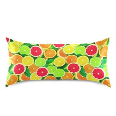 Imagem de Wassud Fronha de cetim com limões coloridos para cabelo e pele, fronhas de seda lisa, tamanho king size, respirável, com fecho de envelope