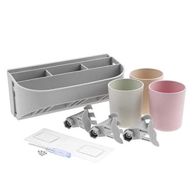Imagem de SIWOTED Compact Toothbrush Rack Multi funcional Banheiro Organizador Suporte de armazenamento para barbeador cosmético (Capacidade para 3 xícaras)