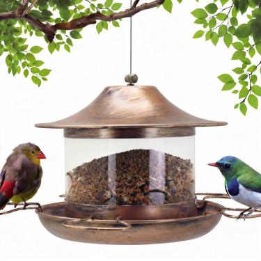 Imagem de Alimentador de pássaros, alimentador de pássaros de metal resistente para pendurar ao ar livre, alimentador de pássaros selvagens à prova de intempéries para quintal de jardim externo, fácil de limpar