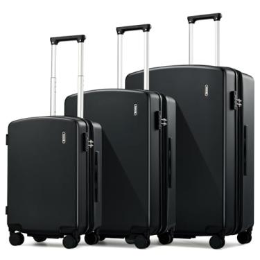 Imagem de Hanke Conjuntos de malas rígidas expansíveis de 3 peças, conjuntos de bagagem de 50/61/71 cm com rodas giratórias, mala rígida de policarbonato durável com trava TSA para viagem (20/24/28 polegadas