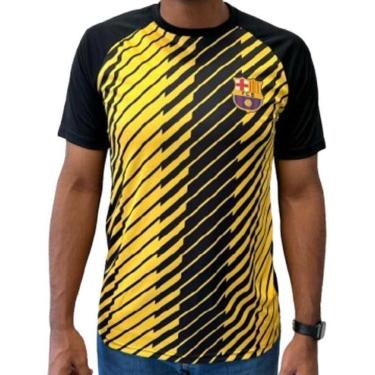 Imagem de Camiseta Listrada Barcelona Masculino - Preto e Amarelo Preto-amarelo GG-Masculino