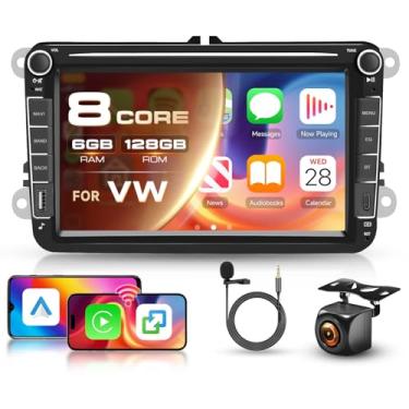 Imagem de Rádio de 8 núcleos 6G 128G para VW Seat Golf Polo Passat B6 B7 Jetta Caddy Tiguan Touran Skoda Android 8 polegadas Tela sensível ao toque sem fio Carplay Android Auto, Driauto Car Stereo Bluetooth GPS
