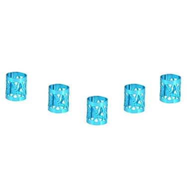 Imagem de Luqeeg Contas de Trança de Cabelo Elegantes Coloridas Anéis Manguito 100 Peças para Ferramenta de Decoração de Cabelo 7 Cores para Mulheres/meninas (Azul)