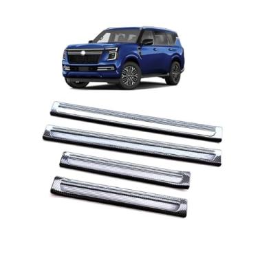 Imagem de GZBFTDH Protetor de soleira de porta compatível com acessórios Nissan Armada Y63 2025-2026, material de aço inoxidável escovado preto (fibra de carbono)