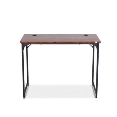 Imagem de Mesa Office Get Retrô Marrom com passagem para cabos