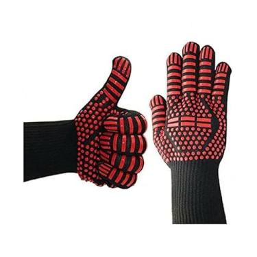 Imagem de Luvas de BBQ Heat 2-Pack - Churrasco com Proteção Ultra contra Calor 800 C 1472 F Auxiliar Cozinha para Cozinhar Assar e Churrascar Forro Algodão Macio Respirável Ajuste Universal Homens Mulheres Fáci