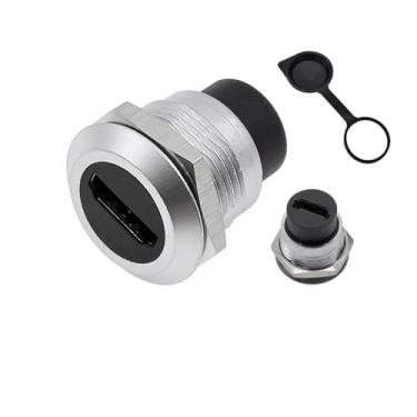 Imagem de 1 unidade de módulo de soquete redondo de metal tipo D RJ45 reto através de rede USB2.0 USB3.0 conector painel montagem HDMI CAT6 (HDMI prata e tampa)