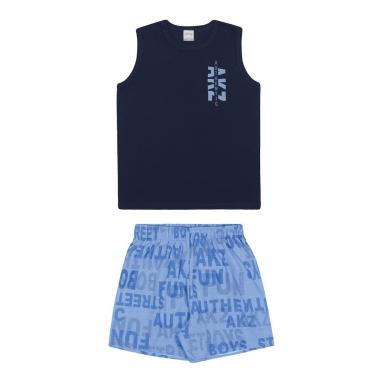 Imagem de Conjunto Infantil Menino Regata/Bermuda Azul Alakazoo-Feminino