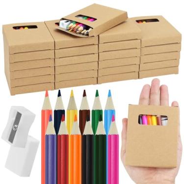 Imagem de KisSealed 480 mini lápis de cor de classe de desenho a granel, lápis de desenho para colorir de 8,5 cm, 12 lápis de cores diferentes com apontador de borracha, portátil para estúdio de pintura