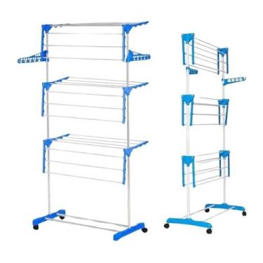 Imagem de Varal de Chão Dobrável 3 Andares Inox Roupas Camiseta Calça Vestido Sh