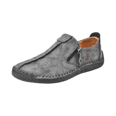 Imagem de Mocassins De Couro Feitos À Mão Para Homens plus Size, Respiráveis, Ca