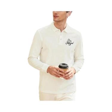 Imagem de Camisa Polo Masculina De Manga Longa Com Estampa Cruzada, Moda Outono,