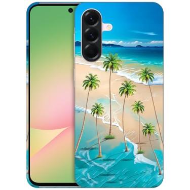 Imagem de GlamCase Capa para Samsung Galaxy A56 5G, Samsung A56 - Design bonito de palmeiras de praia impresso fino e elegante plástico rígido encaixável capa protetora para celular traseira para Samsung A56
