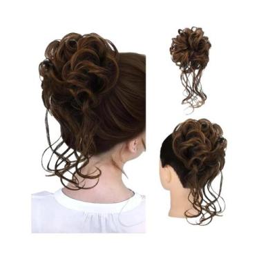 Imagem de Aplique De Cabelo Sintético Cacheado Para Coque Desgrenhado Com Elásti