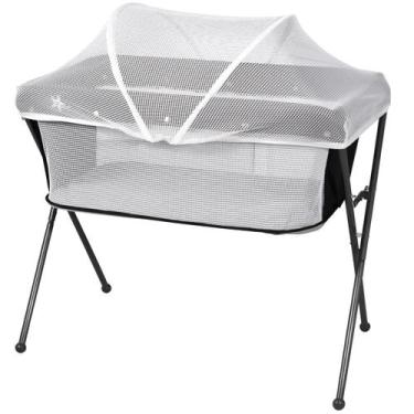 Imagem de Berço para Bebes Co-Leito Galzerano Bari Lado a Lado Preto Cinza