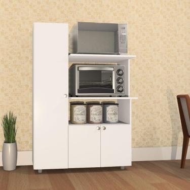 Imagem de Armário De Cozinha Multiuso âmbar 3 Portas Forno E Micro Branco