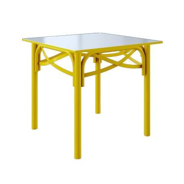 Imagem de Mesa Katrina Amarela Quadrada Tampo De Madeira 90 Cm Asturias - Cor: Amarelo