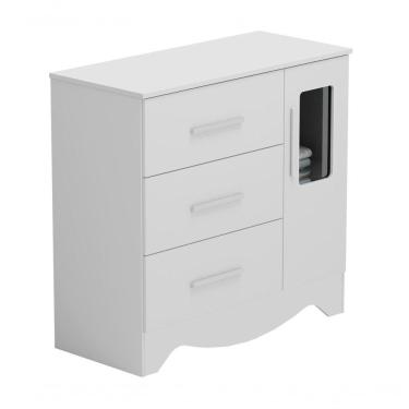 Imagem de Cômoda Popy Retro 1 Porta 3 Gavetas - Moveis Peroba Branco Brilho