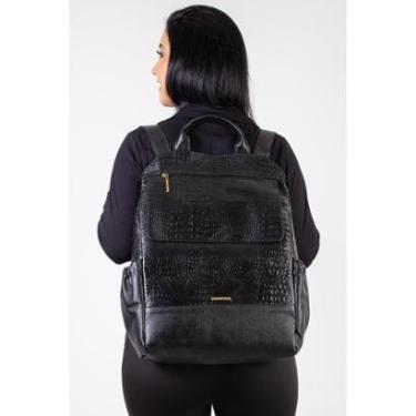 Imagem de Mochila antifurto de couro croco Suzana - Café-Feminino