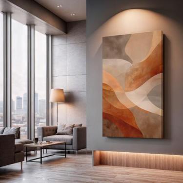 Imagem de Quadros Decorativos Ondas Terracota 90x60 Moderno Luxo Sala Quarto Esc