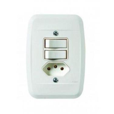 Imagem de Interruptor Embutir 2 Teclas Simples+Tom.(2p+T)20a Placa Br Pezzi Linh