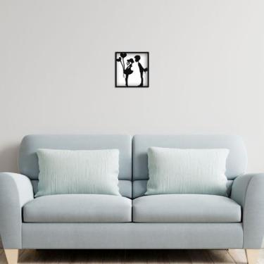 Imagem de Quadro namorados alto relevo casal madeira 32x30cm - JABB