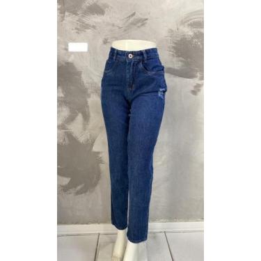 Imagem de Calça mom marmorizada com puidos Cor:AzulTamanho:36 - F store jeans, A
