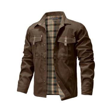 Imagem de Camisa Casaco Masculina De Flanela Forrada Para Primavera, Casual Com 