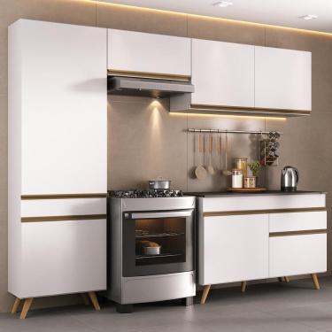 Imagem de Armário Cozinha Modulada Compacta 252cm com Balcão Veneza Multimóveis MP3763