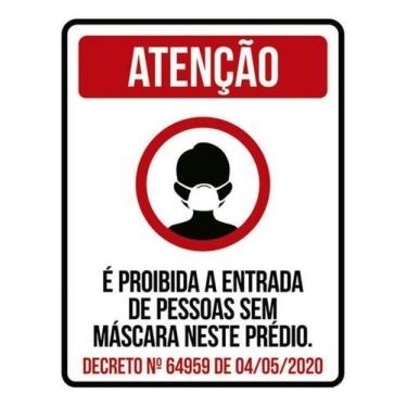 Imagem de Kit 3 Placa Entrada Pessoas Smáscara Prédio 27X35 - Sinalizo