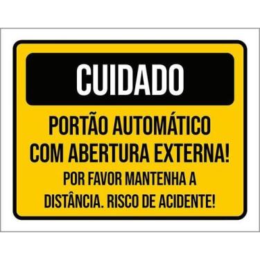 Imagem de Kit 5 Placa Acm Portão Abertura Externa Distância 18X23 - Sinalizo
