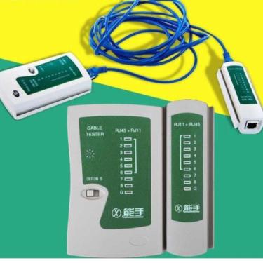 Imagem de Testador de Cabos de Rede RJ45 e RJ11 Profissional com LED  Ferramenta