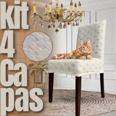 Imagem de Kit 4 Capas de Cadeira Linha Gold Anti Gato Portuguesa - Creme - OK Da