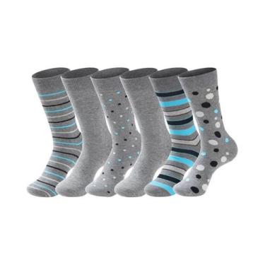 Imagem de Meias Sociais Pretas plus Size Para Negócios, 6 Pares, Algodão Macio, 