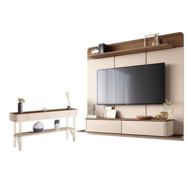 Imagem de Home Suspenso Galax E Aparador Vivant Castanho Off White - Hb Móveis