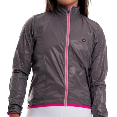 Imagem de Jaqueta Corta Vento de Ciclismo Feminina Márcio May Pro Cinza/Neon Pink-Feminino