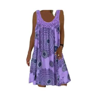 Imagem de Vestido Feminino Casual De Verão Com Estampa Digital, Ombro a Ombro, T