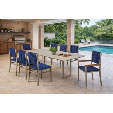 Imagem de Conjunto Gourmet Náutica 8 Cadeiras Elegance Solare-azul