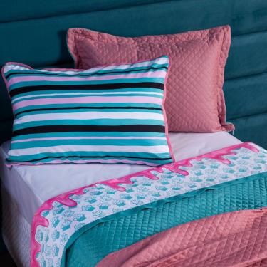 Imagem de Jogo De Cama Lençol Solteiro Cake Donuts Branco Com Fronha E Virol Estampados 03 Peças - Percal 200 Fios