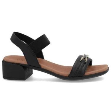 Imagem de Sandália Feminina Salto Bloco Couro Preto Usaflex AN27004-Feminino