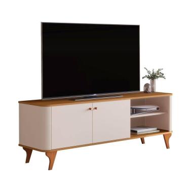 Imagem de Rack Aruma 1.4 140,5CM MDF com Cantos Arredondados Off White com Nature