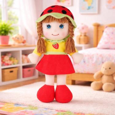 Imagem de Boneca De Pano Baby Fruit Morango Bebê Criança Fofinha
