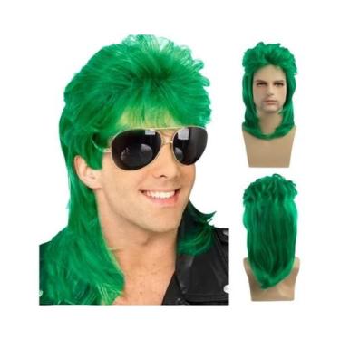 Imagem de Peruca Masculina Retrô Anos 70 80 Com Cabelo Cacheado Estilo Mullet HA