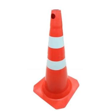 Imagem de Cone Sinalização Laranja Branco 75cm PP para Trânsito e Obras - PLASTC