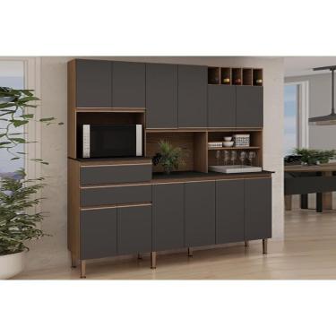 Imagem de Cozinha Completa Compacta Malbec Prime 12 Portas 2 Gavetas MDF 204cm Grafite