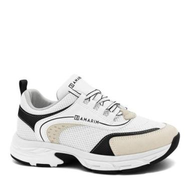 Imagem de Tênis Ramarim Feminino Chunky 25-78202 Creme/Preto, 38